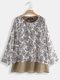 Fake Two Pieces Ethnic Print Long Sleeve Blouse For Women - White