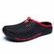 Men Hollow Breathable Soft Water Garden Shoes Casual Beach Slippers - Black