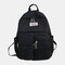 Women Solid Backpack Casual Large Capacity Multi-Pocket School Bag - Black