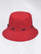 Unisex Polyester Solid Color Outdoor Casual Folding Shade Bucket Hat Travel Sun Hat - Red