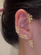 1 PC Trendy Elegant Micro-incrusté Zircons Willow Leaves Forme Crochet d'oreille amovible Boucle d'oreille portable non percée - 1 boucle d'oreille dorée à o
