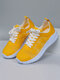 Women Casual Walking Shoes Breathable Hollow Cycling Sneakers - Yellow