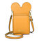 Women Cute Animal Phone Bag Solid Crossbody Bag - Yellow
