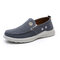Men Old Peking Canvas Slip On Breathable Casual Shoes - Gray