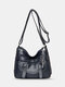 Women Vintage Multi-pocket PU Leather Soft Crossbody Bag Shoulder Bag - Blue