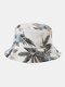 Unisex Cotton Plants Printing Holiday Style Fashion Outdoor Sunshade Bucket Hat - White