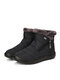 Women Solid Color Quilting Zipper Casual Warm Lining Waterproof Snow Short Cotton Boots - Black