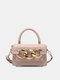 Women Faux Leather Fashion Solid Color Chain Rivet Handbag Crossbody Bag - Khaki