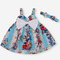 2PCs Girl's Floral Print Bowknot Sleeveless Casual Suspender Dress For 1-5Y - Blue