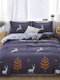 3/4PCS AB Double-sided Print Deer Whale White Crane Pattern Skin-friendly Bedroom Sheet Quilt Cover Pillow Cushion Cover - #03