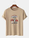 Plus Size Mens Cartoon Mushroom Graphic Fashion Cotton Short Sleeve T-Shirts - Khaki