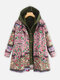 Floral Print Patchwork Hooded Two Pieces Plus Size Vintage Jacket - Pink