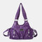 Women Vintage Multi-pocket Hardware Anti-theft Crossbody Bag Shoulder Bag - Purple