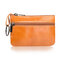 Genuine Leather Small Portable Coin Bag Card Holder Key Bags - Light Brown