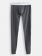 Men Plain Thermal Underwear Stretch Slim U Convex Pouch Bottoms Long Johns - Dark Gray