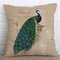 Peacock Pattern Cotton Linen Cushion Cover 45x45cm Square Decorative Sofa Car Pillow cases - #6