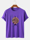 Mens Japanese Fish Print Crew Neck Short Sleeve T-Shirts - Purple