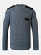 Mens Classical Vantage Chest Pockets Solid Color Warm Sweaters - Blue