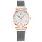 Relógios femininos elegantes com malha de liga Banda sem discagem numérica liga ouro rosa Caso relógio de quartzo - Prata