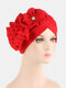 Women Cotton Multi Color Solid Casual Sunshade Floral Decor Baotou Hats Beanie Hats - Wine Red