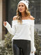 Solid Off-shoulder Backless Long Sleeve Sweater Women - White
