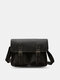 Ekphero PU Leather Vintage Large Capacity Crossbody Bag Multi Pocket Durable Messenger Shoulder Bag - Black