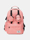 Women Preppy Waterproof 15.6 Inch Laptop Bag Large Capacity Backpack - Pink
