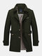 Mens Cotton Loose Windproof Warm Single Breasted Belted Mid Length Jackets - Green