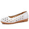 Women Casual Breathable Hollow Slip On Flats - White