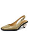 Women Vintage Elegant Dating Shoes Comfy Square Toe Slingback Heels - Khaki