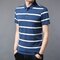 Summer Mens Short-sleeved T-shirt Youth Striped Loose Golf Shirts - Blue