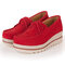 Plus Size Women Moccasins Suede Tassel Flat Platform Sneakers Shoes - Red