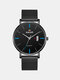 6 Colors Stainless Steel Men Casual Business Watch Decorative Calendar Pointer Quartz Watches - Black