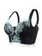 Plus Size Wireless Lace Patchwork Gather Full Coverage Bras - Black