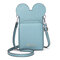 Women Cute Animal Phone Bag Solid Crossbody Bag - Blue