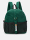 Corduroy Color Patchwork All-match Large Capacity Backpack - Green