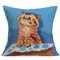 Capa de almofada de linho vintage fofo gato sofá doméstico Soft Fronhas de escritório Capa de almofada de cintura dez - #4