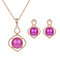 Luxury Jewelry Set Gold Plated Pearl Earrings Necklace Set - Purple
