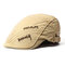 Men Autumn Stripes Sunshade Cotton Beret Cap Travel Letter Embroidered Peaked Cap Adjustable Hat - Camel