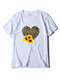 Leopard Sunflower Print Short Sleeves Casual T-shirt For Women - White