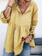 Stars Print Casual V-neck Blouse for Women - Yellow