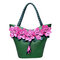 Brenice Leather Flower Decoration Bucket Bag National Style Sling Bag For Women - Green