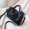 Women Pu Leather Large Capacity Handbag  - Black