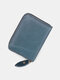 Vintage Mini Genuine Leather RFID Anti-Magnetic Multi-Slots Stitch Detail Card Holder Coin Bag - Light Blue