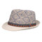 Mens Vintage Lattice Jazz Cap Bucket Hat Beach Cap Travel Breathable Sun Cap Straw Hat - Blue
