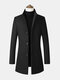 Mens Woolen High Quality Long Sleeve Warm Fleece Mid-length Blazer Casual Coats - Black