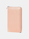 JOSEKO महिलाओं की असली लेदर कैजुअल जिपर मल्टीफंक्शनल आईडी पाउच बड़ी क्षमता RFID वॉलेट - हल्का गुलाबी
