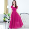 Solid Color Short-sleeve Chiffon Thin Long Dress - Rose Red
