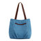 Women Canvas Solid Tote Bags Leisure Handbags Casual Shoulder Bags - Blue
