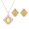 Luxury Jewelry Set Rhinestone Opal Necklace Earrings Set - Yellow